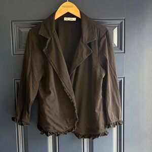 Grace Karin Women's Black Ruffle Blazer